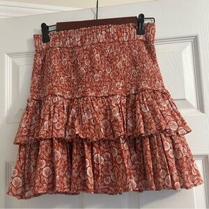 Floral Tiered Skirt in Red and White